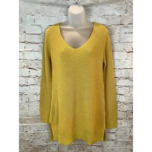 Old Navy Women's Sweater Size M Yellow Knit Long Sleeve Pullover Cotton Blend D